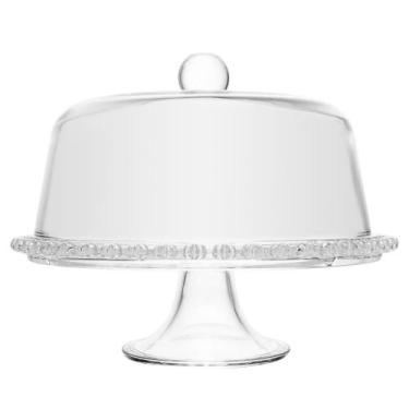Imagem de Prato para Bolo com Pé e Tampa Coração 25,5cm x 29cm Cristal - Lyor