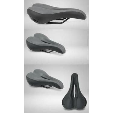 Imagem de Selim Bike Vazado Gel Conforto Esportivo Preto/Cinza - Congratulations