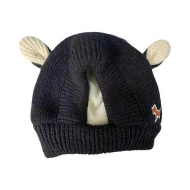 Imagem de Gorro De Lã Quente Laranja Para Cães Com Proteção Auditiva Antirruído 