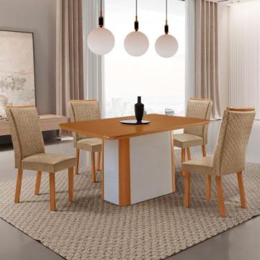 Imagem de Mesa de Jantar Isadora 120cm Tampo MDF Laminado Canto Copo com 4 Cadei