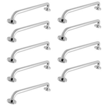 Imagem de Alça de Apoio 80cm Inox Kit 9 Uni Suporte Barra Banho Deficiente Idoso