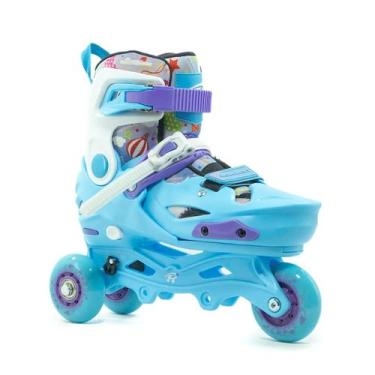 Imagem de Patins Infantil Tri Line Roller Ajustável do 26 ao 37 Azul Resistente 