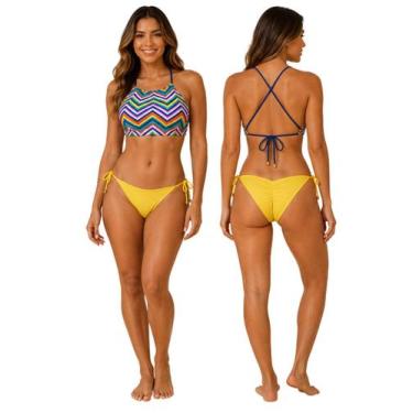 Imagem de Biquíni Feminino Cropped Com Calcinha Levanta Bumbum, e Amarra lateral