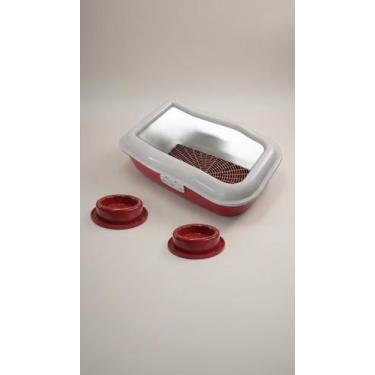 Imagem de Sanitário Gato Bandeja com Grade Vermelho - Congratulations Store