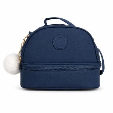 Imagem de Bolsa Térmica Feminina Compacta Com Alça Ajustável Pom Pom Estilosa Mo