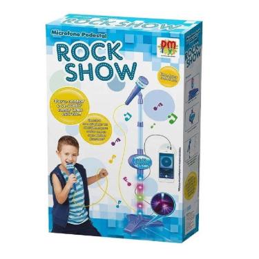Imagem de Microfone Infantil Rock Show Azul Com Luzes - Dm Toys 5897