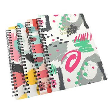 Imagem de Pacote com 4 cadernos espirais A5, bloco de notas pautado com fio, agenda de anotações, tamanho A5 (21 x 14 cm) e 80 folhas (pintura colorida)