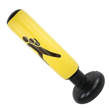 Imagem de 01 Saco de alvo de boxe, saco de pancada espesso com suporte, inflável de 155 cm, dobrável, prático, para adultos e crianças, praticando boxe para alívio de estresse (amarelo)