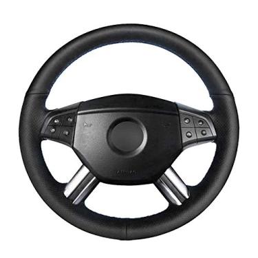 Imagem de MVMTVT Capa de volante de carro para Mercedes Benz W164 M Classe ML350 ML500 X164 GL Class GL4, costura à mão preta couro PU capa de volante para carro - fio amarelo