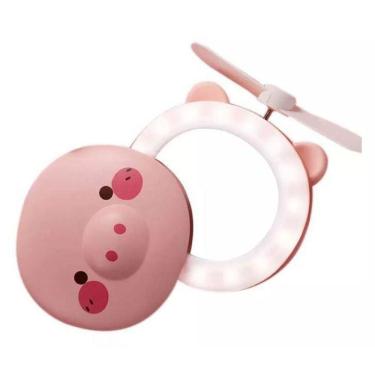 Imagem de Espelho Led Para Maquiagem Com Ventilador Porquinho 3 Em 1