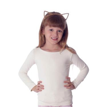 Imagem de Blusa Infantil Feminina com Proteção UV Palha Manga Longa Decote Canoa