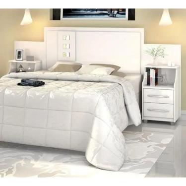 Imagem de Cabeceira Cama Casal Queen ou King c/ Mesa de Cabeceira Florida Branco