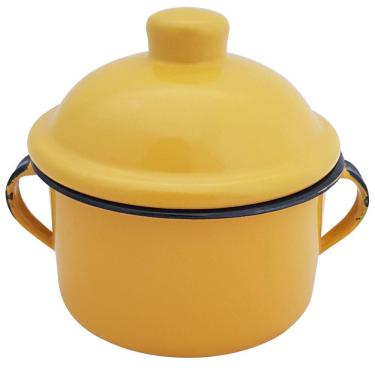 Imagem de Açucareiro Esmaltado Porta Açúcar 450ml Suporte Açúcar Tradicional Amarelo