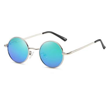 Imagem de Óculos de sol femininos polarizados redondos fashion lentes espelhadas óculos de sol unissex proteção UV clássico vintage óculos de sol, E, One Size