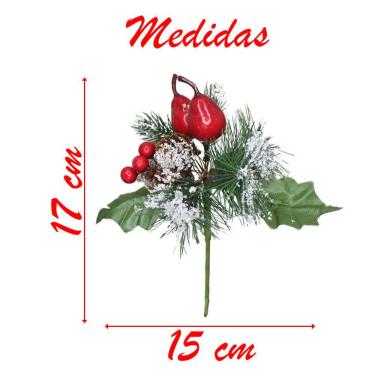 Imagem de Kit 12 Ramos Pera Decoração Natal Artificial Com Detalhes Branco 17cm