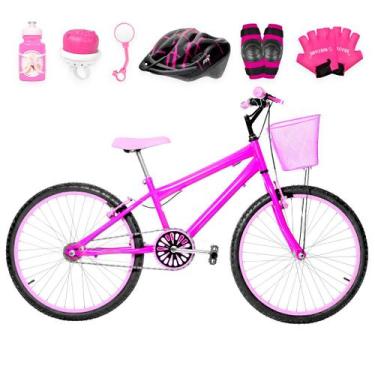 Imagem de Bicicleta Feminina Aro 24 Alumínio Colorido + Kit Proteção - Flexbikes