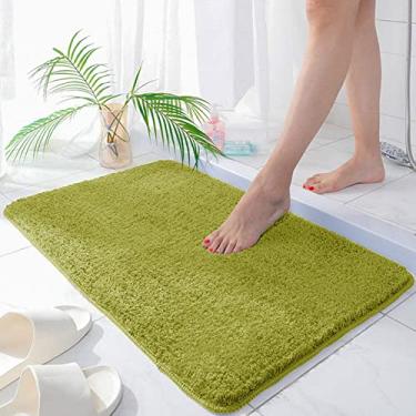 Imagem de SHENGANG Tapete de banho de fibra felpuda para banheiro Tapetes para banheiro Tapetes para banheiro Tapete de banheiro absorvente para porta de entrada, grama verde, 40x60 cm