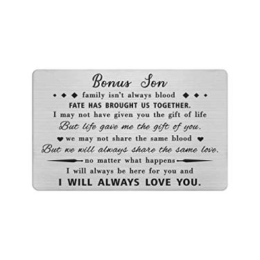 Imagem de Yobent Presentes bônus Step Son, cartão de aniversário personalizado para enteado da Step Mom Dad, Like a Son to Me, presente de casamento para filho adotado da madrasta padrasto