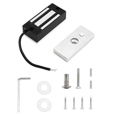 Imagem de QWORK Trava magnética elétrica, 60 kg, 59 kg, trava magnética elétrica para sistema de controle de acesso à porta, eletroímã modo NC à prova de falhas