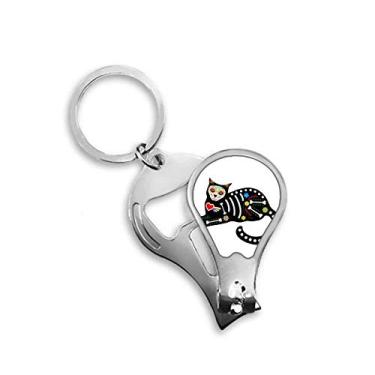 Imagem de Cortador de unhas Sit Black Cat Bone Heart Halloween Terror Atmosfera Cortador Abridor Chaveiro Tesoura