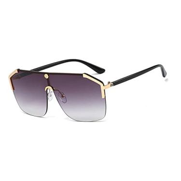 Imagem de Óculos de sol de liga sem aro de uma peça para mulheres de luxo preto folheado óculos de sol masculinos vintage lisos tons de hip hop, 2, tamanho único