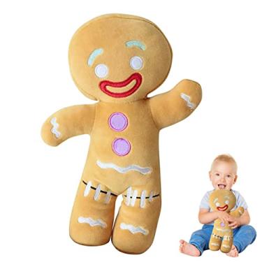 Imagem de 30cm Gingerbread Man Pelúcia Biscoito Shrek Brinquedos | Boneca Homem-Biscoito | Animais de Pelúcia de Anime | Linda Almofada para Dormir Decoração de Natal Casa de Boneca Recheada e Macia