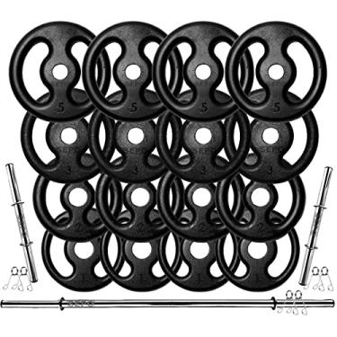 Imagem de Kit de Anilhas e Barras Musculação completo 44 Kg