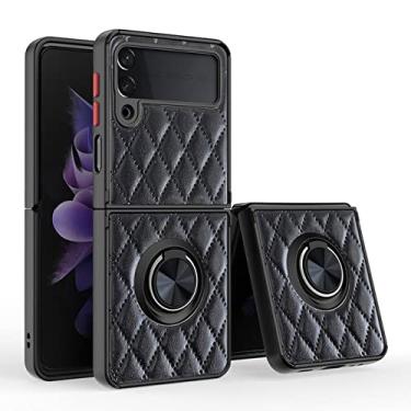 Imagem de Capa de suporte de anel magnético de luxo para Samsung Galaxy Z Flip 3 4 5G Fundas PU couro macio capa traseira para Samsung Flip 3 4 Z Flip3, preto, para Samsung Fold 4