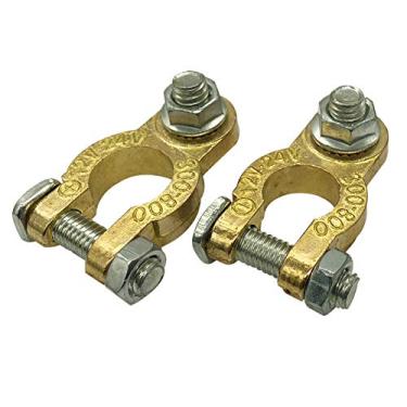 Imagem de Ampper Brass Battery Terminal Connector Clamps, Top Post Battery Terminal Ends for Marine Car Boat RV Vehicles (1 Pair)