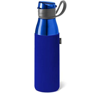 Imagem de Squeeze Alumínio 650 ml Capri com Luva Térmica TopGet Azul