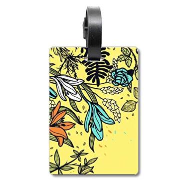 Imagem de Arte moderna lírios flores plantas desenhando mala etiqueta cartão de bagagem pendurado Scutcheon etiqueta