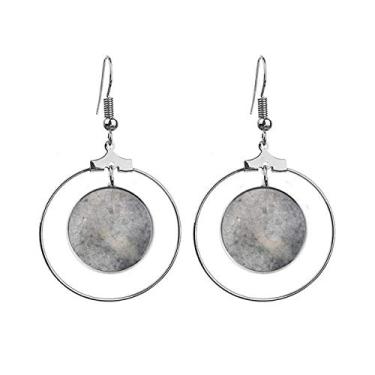 Imagem de Brincos de mármore branco preto com padrão antigo e argola pendente, joia circular