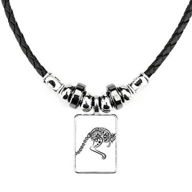 Imagem de DIYthinker Colar com ilustração de esqueleto canguru sabor australiano, joia torque, pingente de corda de couro