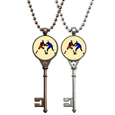 Imagem de OFFbb-USA Wrestling American Athletic Fitness Chaveiro Colar Pingente Joias Decoração de Casal