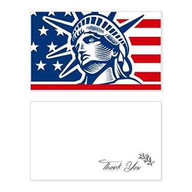 Imagem de Bandeira americana com estampa de estátua de liberdade cartão de agradecimento aniversário aniversário comemoração casamento agradecimento
