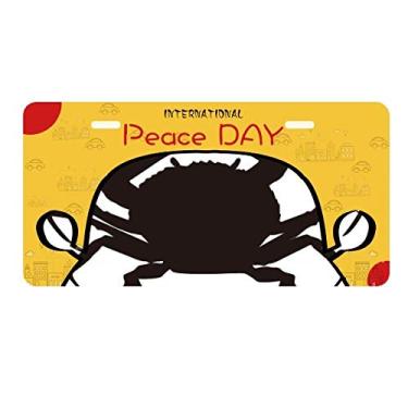 Imagem de DIYthinker Placa de licença de organismo marinho com padrão de caranguejo preto etiqueta decoração de carro dia da paz