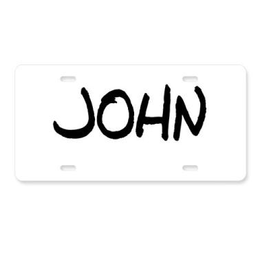 Imagem de DIYthinker Placa de licença John de caligrafia especial para decoração de carro, acessório de aço inoxidável