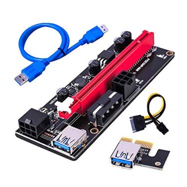 Imagem de ZIXING PCI-E De Riser Card Adaptador 16X para 1X 6Pin Sata Cabo De Alimentação GPU 60 3.0 Centímetros Usb Cabo de Extensão de Riser PCIE Conector-ETH Ethereum Mineração Rig (Cor