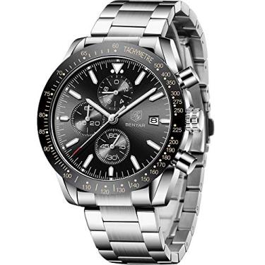 Imagem de Relógio masculino BENYAR Fashion cronógrafo analógico de quartzo 30 m à prova d'água para negócios casual pulseira de malha esportiva relógio relógio relógio relógio relógio relógio