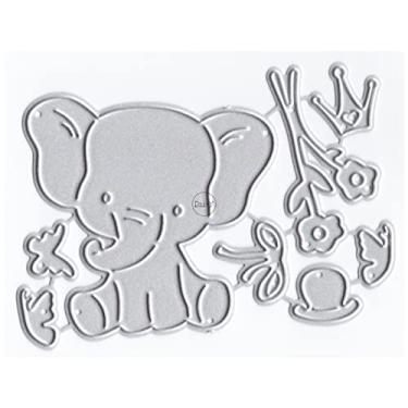 Imagem de DzIxY Adorável elefante flores gravata borboleta metal corte moldes para fazer cartões kit de gravação de papel de gravação corta scrapbook máquina estêncil armazenamento bolsos suprimentos