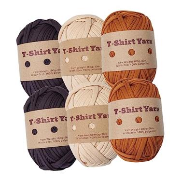 Imagem de YIJU Pacote com 6 camisetas de fio de malha fio de 196 jardas comprimento total tecido macio fio para bolsas de artesanato suprimentos de tricô para, conjunto a