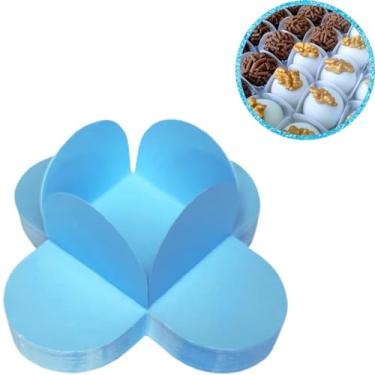 Imagem de Kit 100 Forminhas Para Doces 4 Pétalas Brigadeiros 3 x 3 cm, Forminhas De Papel Para Doces Finos Casamento, Forminhas Para Docinhos De Festa, Forminhas De Papel Para Brigadeiro (Azul Céu)