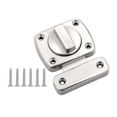 Imagem de Fenteer Gire o parafuso trava portão travas de segurança fechadura da porta casa armário móveis com parafusos travas de fechadura da porta para portões de, Prata