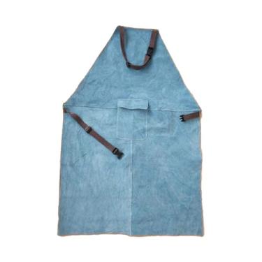 Imagem de Esquirla Avental protetor de soldagem, roupa de soldador, avental de trabalho de soldagem, jaqueta de soldagem anti-chama, 60cmx90cm Azul