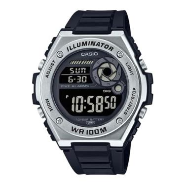 Imagem de Relógio masculino mostrador preto pulseira de resina digital MWD-100H-1BVDF, preta, pulseira, Preto, alça