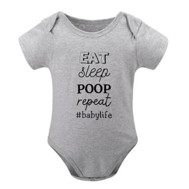 Imagem de SHUYINICE Macacão infantil engraçado para meninos e meninas macacão premium para recém-nascidos Eat Sleep Poop Repeat Babylife Baby Onesie, Cinza, 9-12 Months