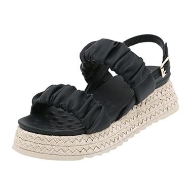 Imagem de Novas sandálias de plataforma femininas de verão moda fora de alça em T fivela praia casual sandália chinelos femininos sapatos confortáveis sandálias, Preto, 7.5 Narrow