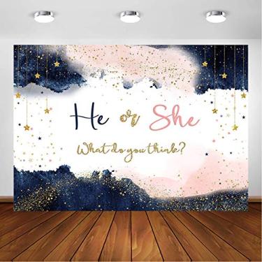 Imagem de Avezano Azul marinho rosa blush pano de fundo revelador de gênero para meninos ou meninas decoração de festa fotografia aquarela ouro rosa e azul-marinho ele ou ela gravidez revelar sessão de fotos
