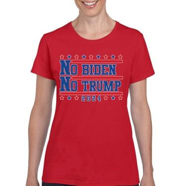 Imagem de Camiseta No Biden No Trump 2024 Vote Eleição Presidencial Candidato Democrata Republicano Independente Camiseta Feminina, Vermelho, XXG