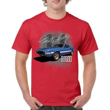 Imagem de Camiseta masculina Cobra Shelby azul vintage GT500 American Racing Mustang Muscle Car Performance Powered by Ford, Vermelho, 5G